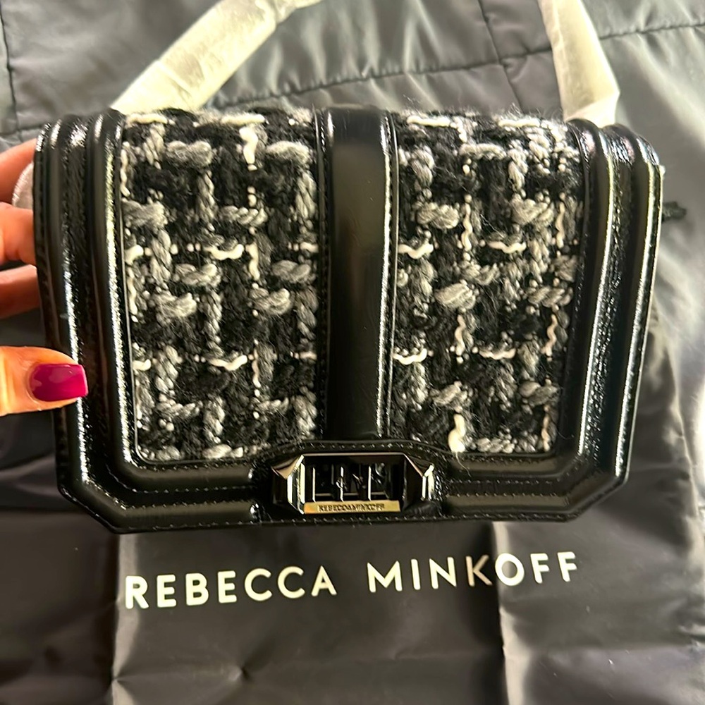 Rebecca Minkoff Small Love Tweed & Leather Crossbody Bag